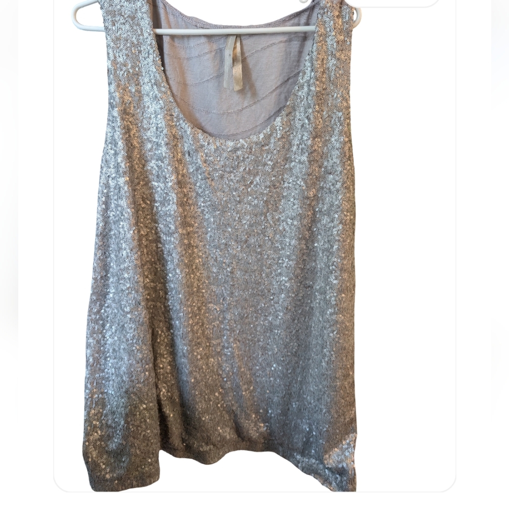 Silver Sequin Sleeveless Top